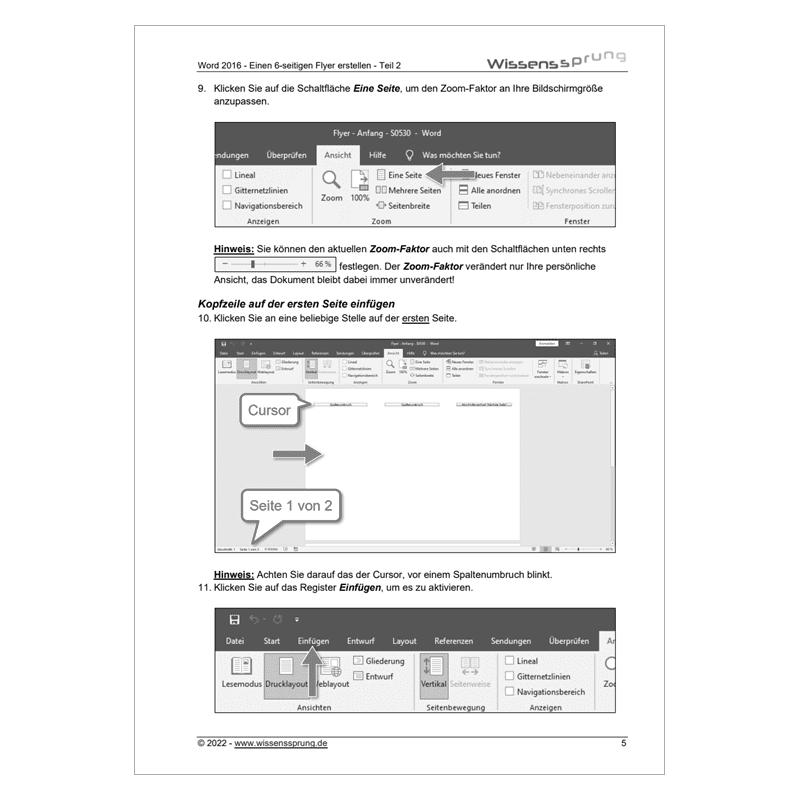 Word 2016 - Einen 6-seitigen Flyer erstellen - Teil 2 - Anleitung - S0530-P – Bild 2